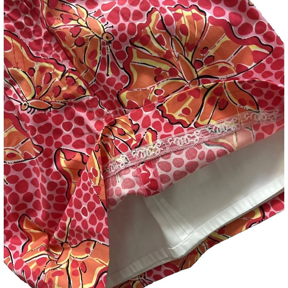 Lilly Pulitzer Strapless Dress Womens Sz 0 Y2K Mod Pink Orange Butterfly Print - Picture 10 of 14